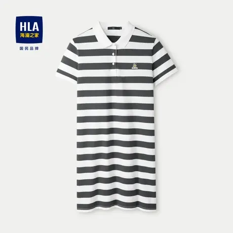 HLA/海澜之家2025麻烦星球联名系列POLO裙夏秋绣花条纹裙子女图片