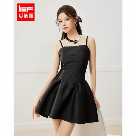 IEF/爱依服小黑裙2025夏季新款法式甜美性感小女人气质显瘦吊带裙图片