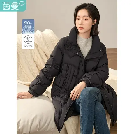 【商场同款】茵曼2023冬女装新款休闲立领抽绳百搭宽松鸭绒羽绒服商品大图