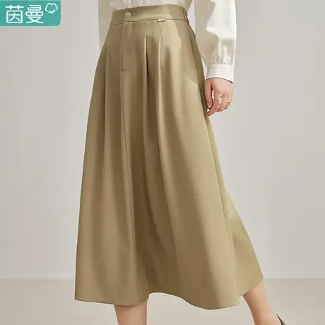 茵曼法式通勤半身裙女2024年春季新款显瘦遮胯a字中长款伞裙子图片