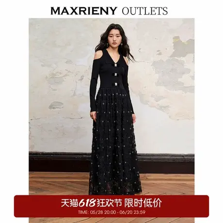 【奥莱】MAXRIENY繁星裙法式复古连衣裙约会小黑裙图片