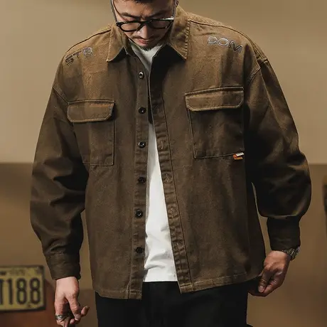 外套男春秋衬衫潮流工装衬衫长袖时尚衬衣休闲百搭春秋季男装外套图片