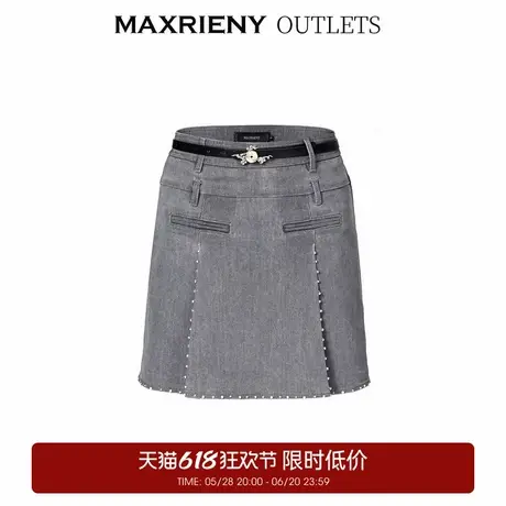 【奥莱】MAXRIENY中式雅韵双腰头半裙直筒裙子图片