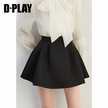 DPLAY2025年春季新款气质黑色半身裙女高腰裤里短款小黑裙短裙图片
