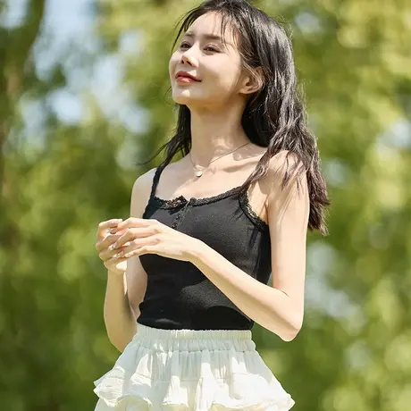 唐狮针织蕾丝吊带打底背心女夏季内搭小针织纯欲法式无袖上衣辣妹图片