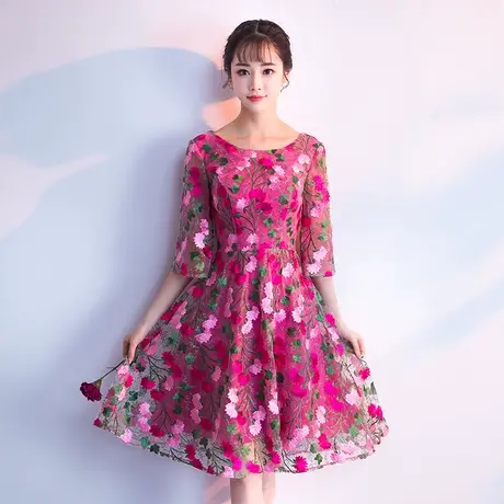 小礼服裙女2024新款短款宴会派对红色生日显瘦设计感连衣裙晚礼服图片