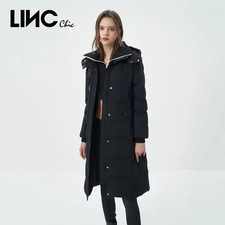 LINC金羽杰2023冬新款简约品质感通勤反季断码女款中长款羽绒服女图片