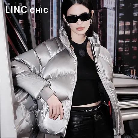 【赵小棠明星同款】LINCCHIC金羽杰2023秋冬新款短款面包羽绒服女图片