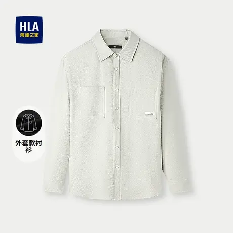 HLA/海澜之家外套款长袖休闲衬衫2025春夏新款宽松时尚长衬男图片