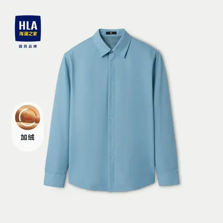 HLA/海澜之家内里复绒长袖衬衫23秋冬格子亲肤保暖有型衬衣男图片