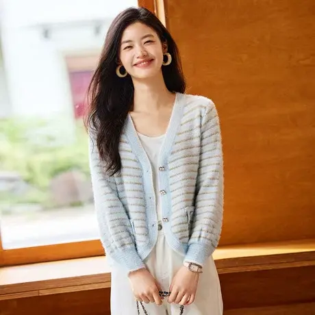 时尚气质毛衣开衫2023年秋季新款淑女温柔甜美宽松显瘦通勤上衣图片