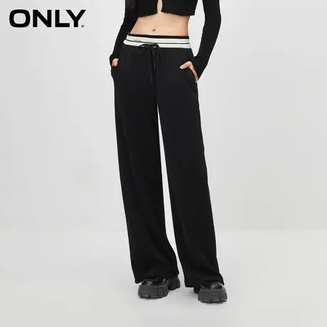 ONLY奥莱休闲百搭撞色螺纹抽绳显瘦休闲裤女图片