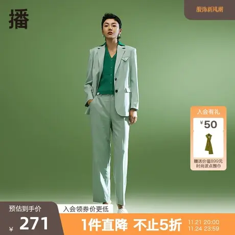 播夏季新款西装翻领袋盖装饰简约通勤西装女BDO7XD9069图片