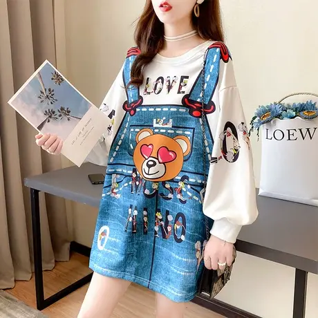 初秋ins卫衣女春秋季韩版宽松中长款百搭学生薄款小熊上衣外套潮图片