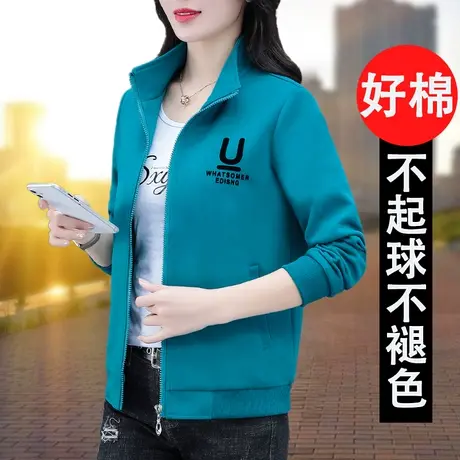 恋上17号外套女韩版时尚立领上衣春秋2023年新款中年妈妈显瘦短款图片