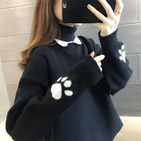毛衣2023新款秋冬季秋款秋装女士高领加绒加厚女装宽松外穿打底衫图片