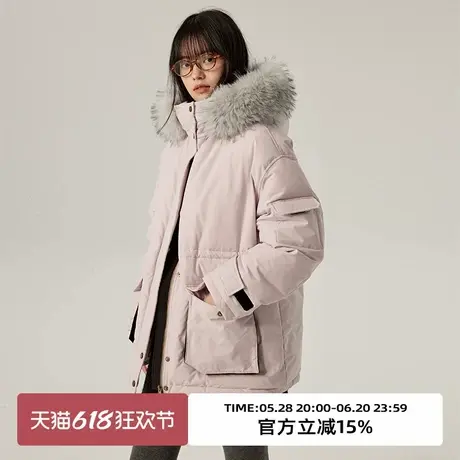 omont蛋挞家90白鸭绒复古巴恩风工装派克服冬保暖连帽羽绒服图片