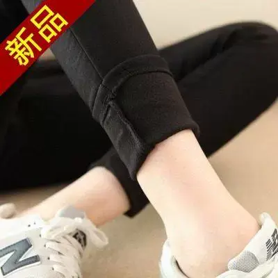 春秋打底裤女外穿加绒黑色胖mm长裤子显瘦大码女裤弹力小脚九分裤图片