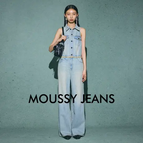 MOUSSY 夏季新品复古港风做旧无袖连体裤牛仔裤010HA711-1681图片