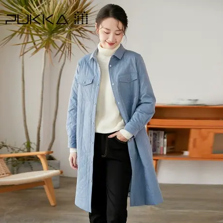 蒲PUKKA 女装中长款薄棉衣2022冬装新款设计感时尚棉服商场同款图片