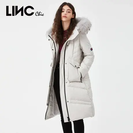 LINC金羽杰羽绒服女长款过膝2023冬新款修身加厚保暖反季断码专柜图片