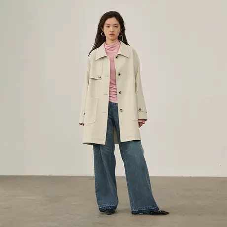 omont蛋挞家 复古中长款风衣外套秋季女装2023年新款宽松休闲大衣图片