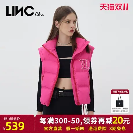 LINC金羽杰2023秋冬新款潮酷造型感轻暖反季断码女款羽绒服马甲女图片