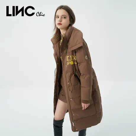 LINC金羽杰2023冬季新款大翻领防护感反季断码女款中长款羽绒服女图片