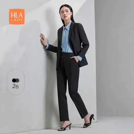HLA/海澜之家戗驳领西服套装25春夏新款商务有型纯色弹力套装女装图片
