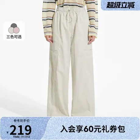 热风工装裤女2025年新款夏季女士宽松松紧腰简约百搭女裤休闲长裤图片