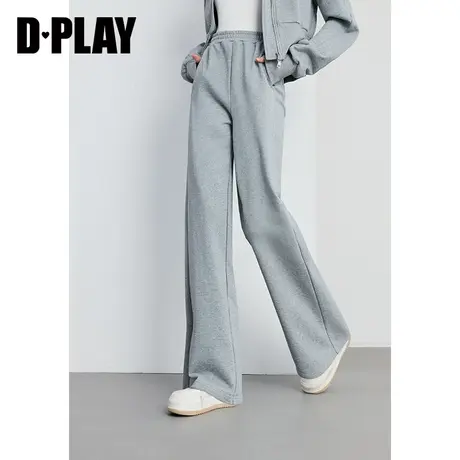 DPLAY2025年春季新款灰色裤子女高腰直筒宽松流行长款休闲裤长裤图片