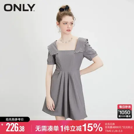 ONLY冬季法式气质方领裙子收腰显瘦连衣裙女|123107066图片