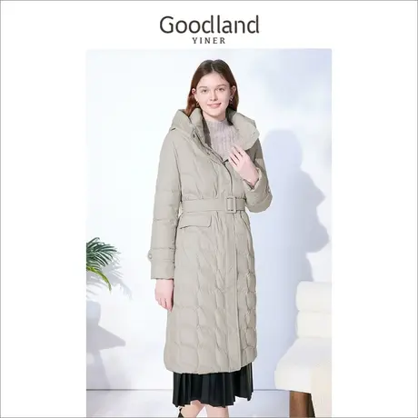 音儿美地女装2022冬季新款大牌高端立领中长款连帽羽绒服图片