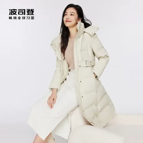 波司登女士中长款羽绒服可脱卸帽收腰显瘦气质保暖冬季外套图片