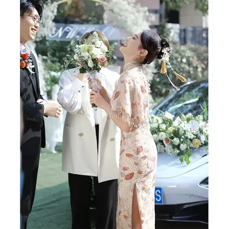 新中式旗袍敬酒服新娘2023新款订婚礼服平时可穿小个子高级感显瘦图片