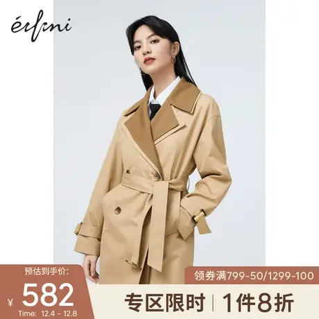 伊芙丽高端风衣女大牌中长款2021年新款夏装小个子英伦风洋气外套图片