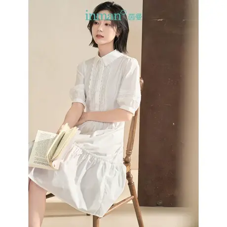 【商场同款】茵曼2023春女装时尚纯棉娃娃裙灯笼袖显瘦A字连衣裙图片