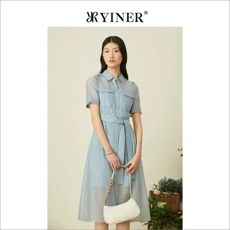 YINER音儿女装夏时尚收腰修身衬衫裙雪纺polo连衣裙图片