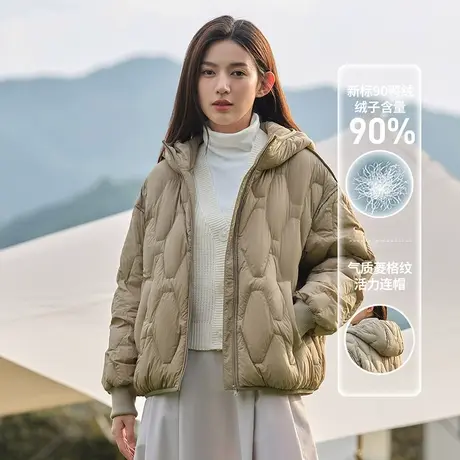坦博尔菱格羽绒服女短款2022年新款连帽潮流韩版零压秋冬夹克外套商品大图