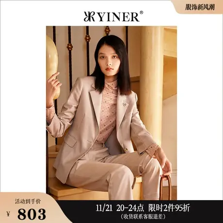 YINER音儿女装春季时尚OL风一粒扣西装短外套图片