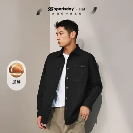 HLA/海澜之家sportsday荣耀马术长袖衬衫男2023秋冬暖+加绒外套图片