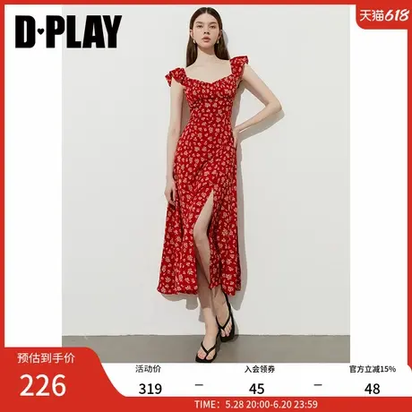 DPLAY【度假系列】2025年夏季新款红色连衣裙女法式碎花裙子长裙图片