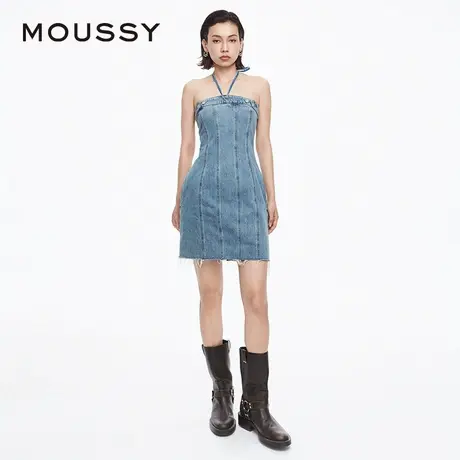 MOUSSY 夏季辣妹风丹宁挂脖裹胸牛仔连衣裙010HSP11-2061图片