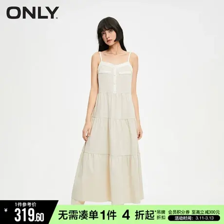 ONLY夏季时尚轻薄透气舒适甜美仙女度假风蛋糕裙吊带中长款连衣裙图片