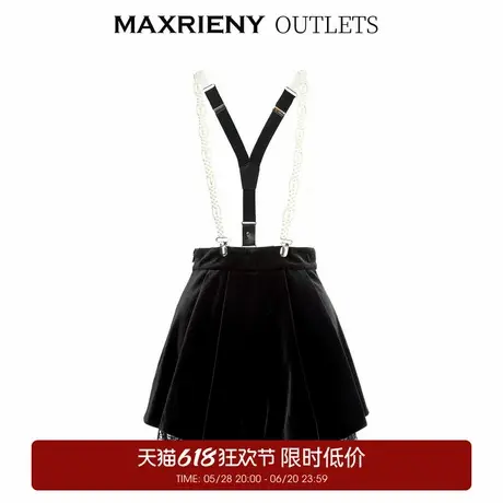 【奥莱】MAXRIENY可拆卸丝绒背带裤丝绒裤裙短裤图片