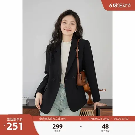 嘉茱莉西装外套女小个子西服2025春季新款一粒扣小西装设计感小众图片