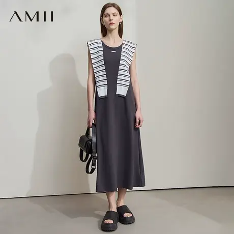 AMII【韩版休闲】韩版休闲简约背心连衣裙搭配针织披肩连衣裙图片