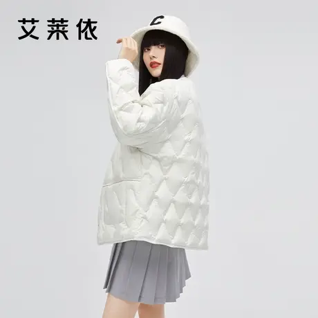艾莱依轻薄羽绒服女短款2022新款冬季时尚修身马甲圆领小个子外套图片