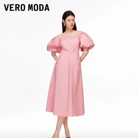 Vero Moda连衣裙2025秋季新款松紧领口泡泡袖纯色A字裙32536Z003图片