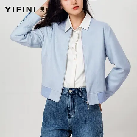Yifini/易菲短外套女春秋新款小个子修身韩版百搭夹克上衣潮图片